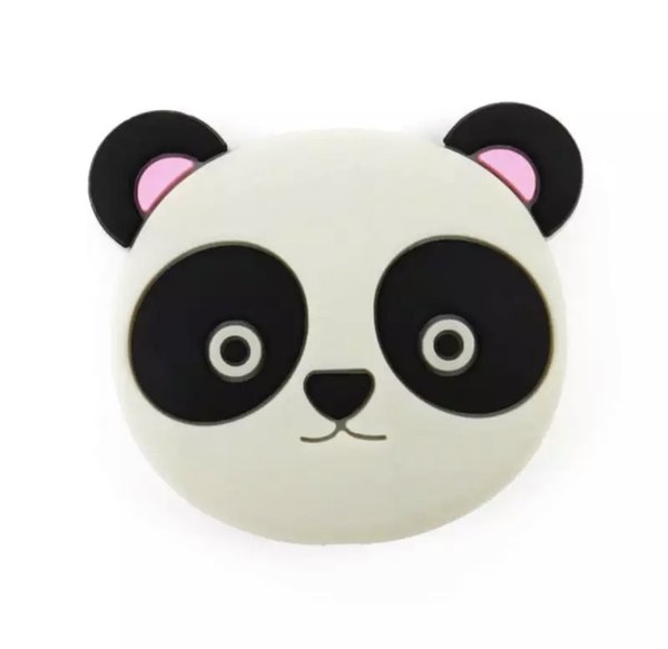 Motivperle Panda-Kopf grau