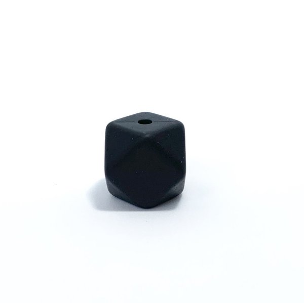 Silikon Hexagon-Perle 14mm schwarz