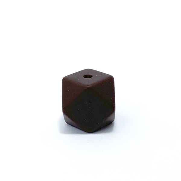 Silikon Hexagon-Perle 14mm braun
