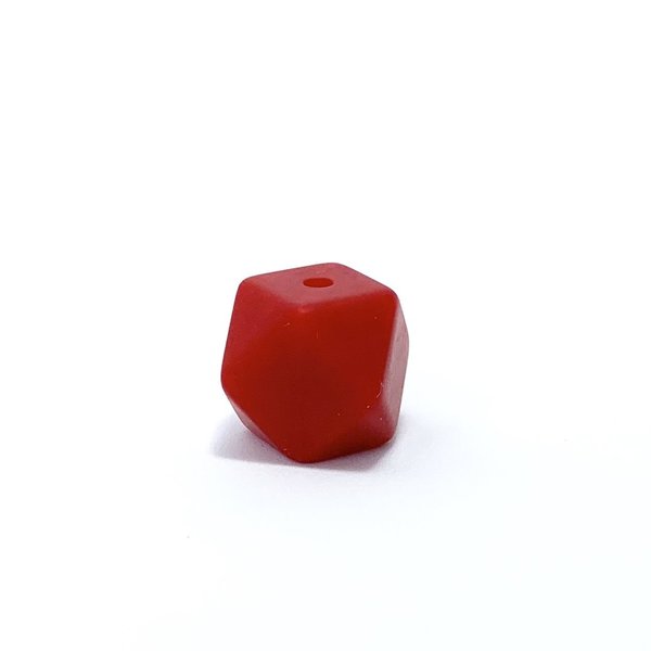 Silikon Hexagon-Perle 14mm rot