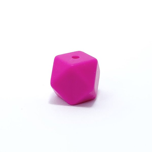Silikon Hexagon-Perle 14mm fuchsia