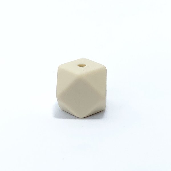 Silikon Hexagon-Perle 14mm beige
