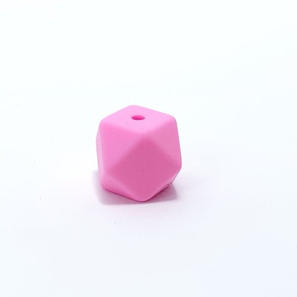 Silikon Hexagon-Perle 14mm pink-rosa