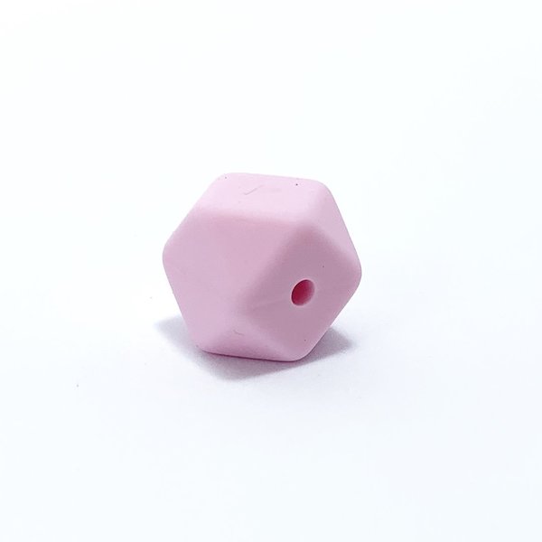 Silikon Hexagon-Perle 14mm baby-rosa