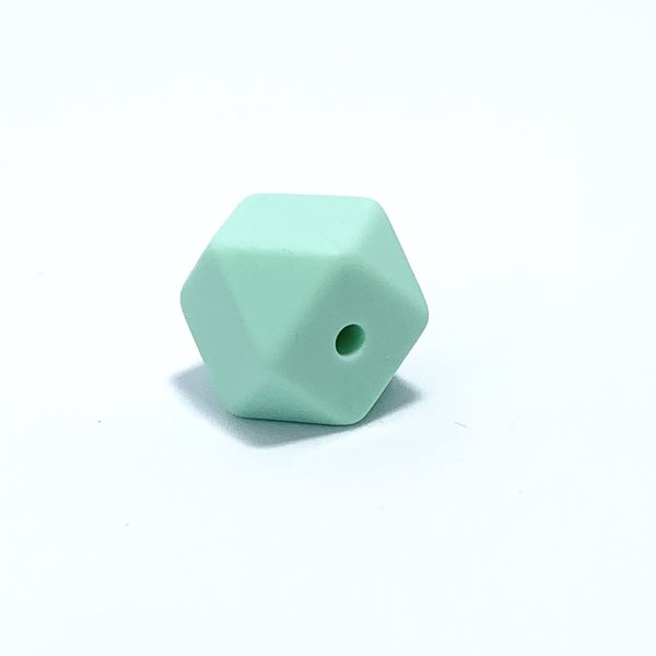 Silikon Hexagon-Perle 14mm mintgrün