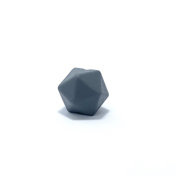 Silikon Icosahedron-Perle 14mm dunkelgrau