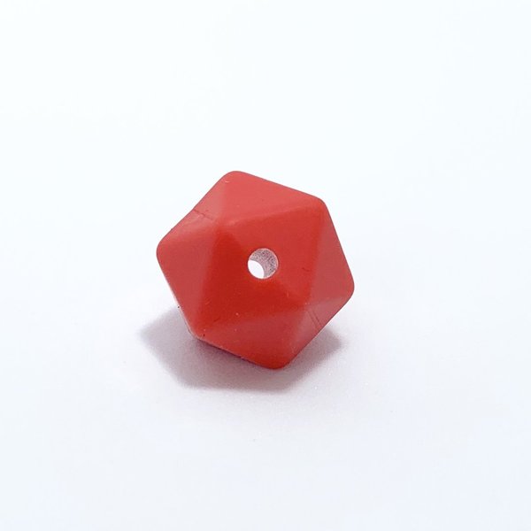 Silikon Icosahedron-Perle 14mm hell-rot