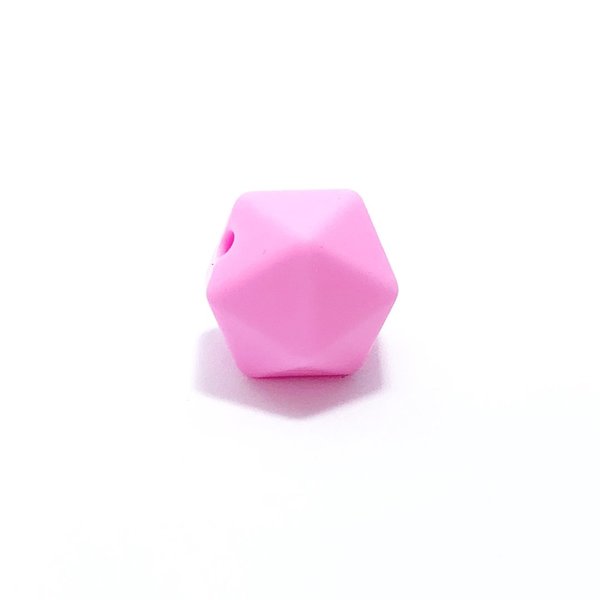 Silikon Icosahedron-Perle 14mm pink-rosa