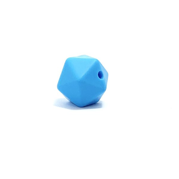 Silikon Icosahedron-Perle 14mm mittel-blau