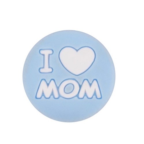 Motivperle I love mom baby-blau