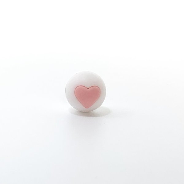 Motivperle runde Perle mit Herz weiß/candy-rosa