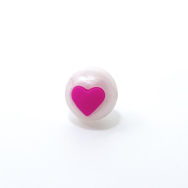 Motivperle runde Perle mit Herz perl-weiß/fuchsia