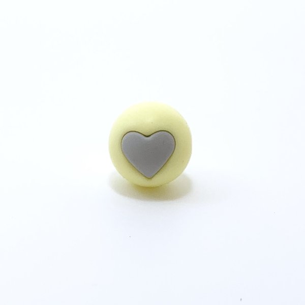 Motivperle runde Perle mit Herz pastell-gelb/hellgrau