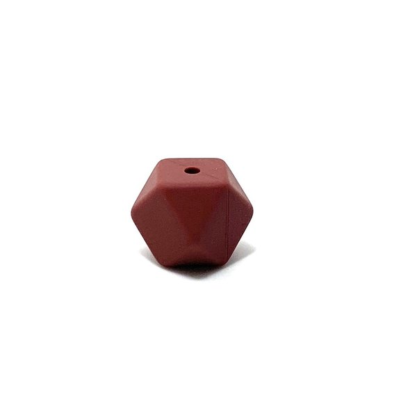 Silikon Hexagon-Perle 14mm rot-braun