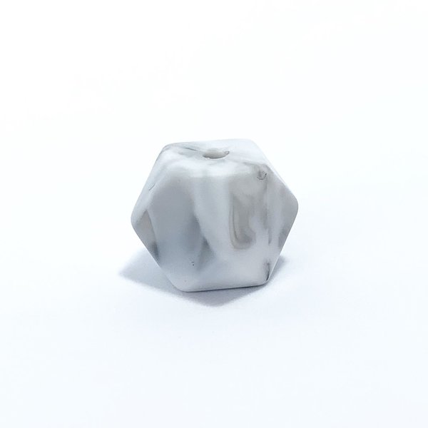 Silikon Hexagon-Perle 17mm marmor