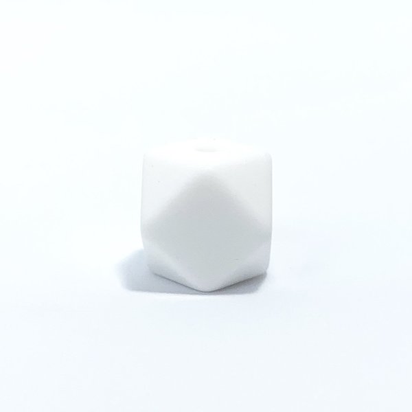 Silikon Hexagon-Perle 17mm weiß