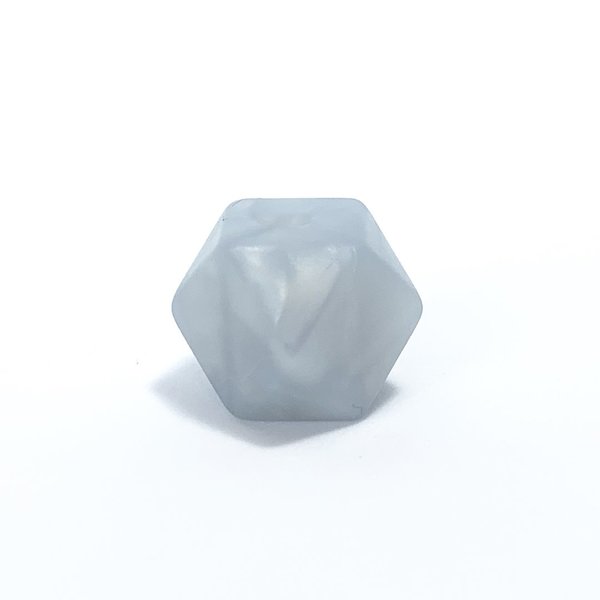 Silikon Hexagon-Perle 17mm silber