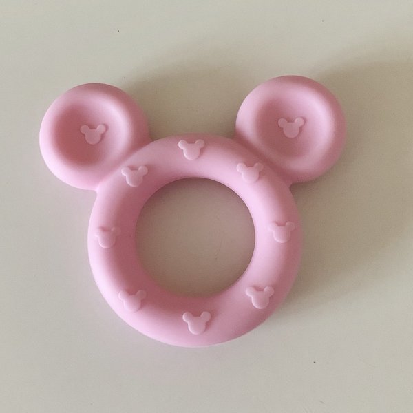 Beißanhänger Maus baby-rosa