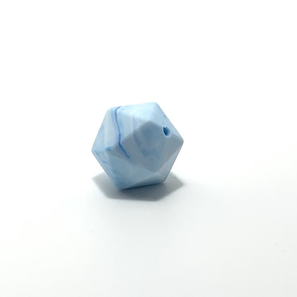 Silikon Icosahedron-Perle 14mm marmor-blau