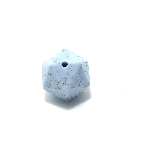 Silikon Icosahedron-Perle 14mm baby-blau mit Punkten