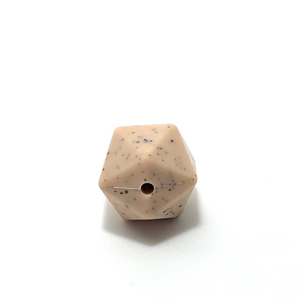 Silikon Icosahedron-Perle 14mm apricot mit Punkten