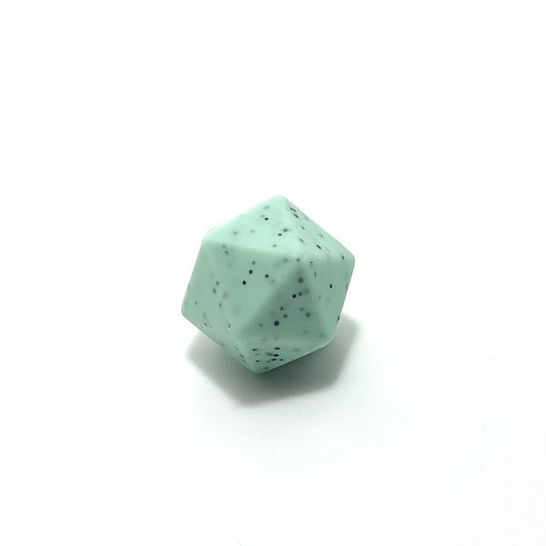 Silikon Icosahedron-Perle 14mm mintgrün mit Punkten