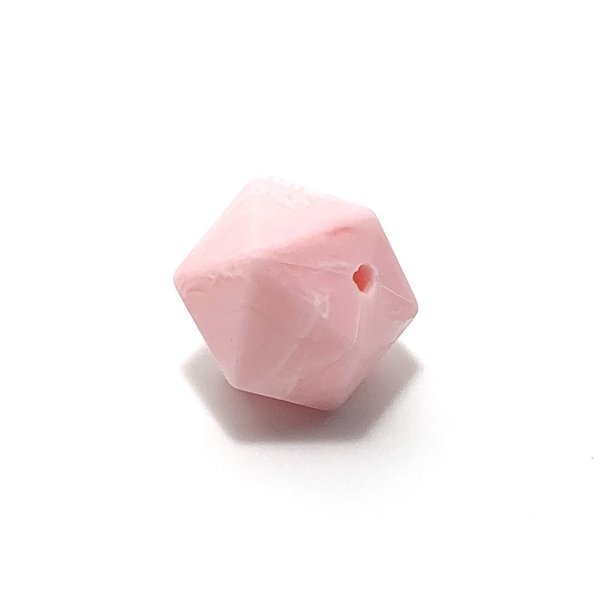 Silikon Icosahedron-Perle 14mm marmor-rosa