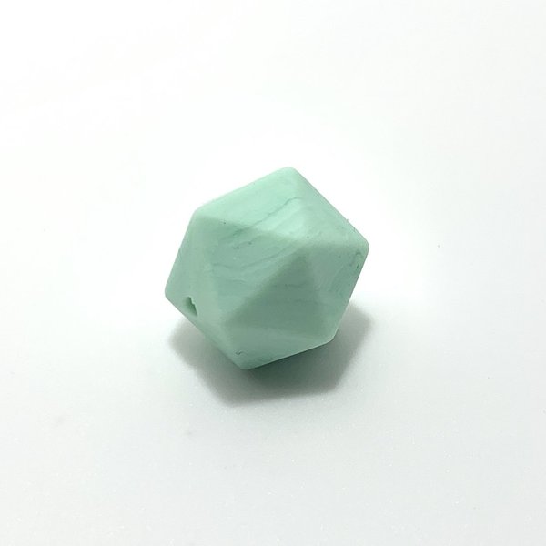 Silikon Icosahedron-Perle 14mm marmor-mintgrün