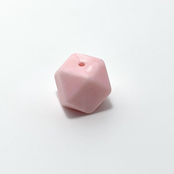 Silikon Hexagon-Perle 17mm marmor-rosa