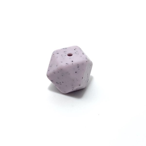 Silikon Hexagon-Perle 17mm flieder mit Punkten