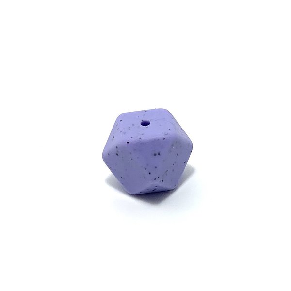 Silikon Hexagon-Perle 17mm puder-lila mit Punkten