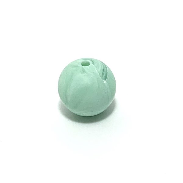 Silikonperle rund 12mm marmor-mintgrün