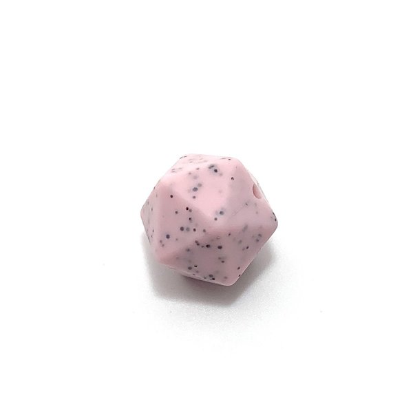 Silikon Icosahedron-Perle 17mm altrosa mit Punkten