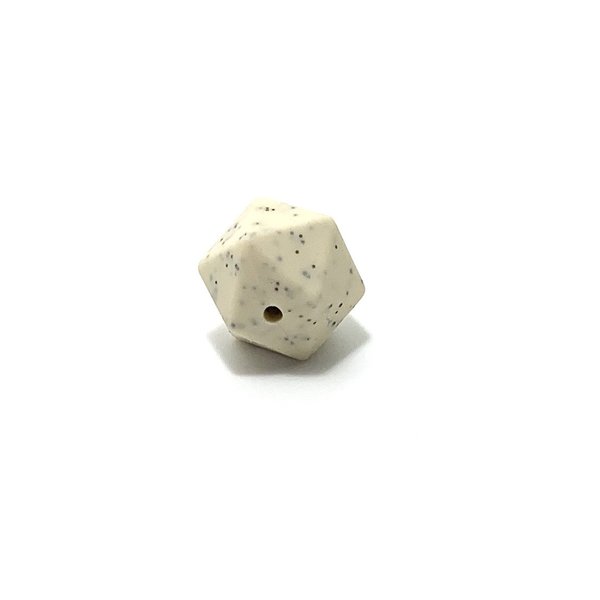 Silikon Icosahedron-Perle 17mm beige mit Punkten