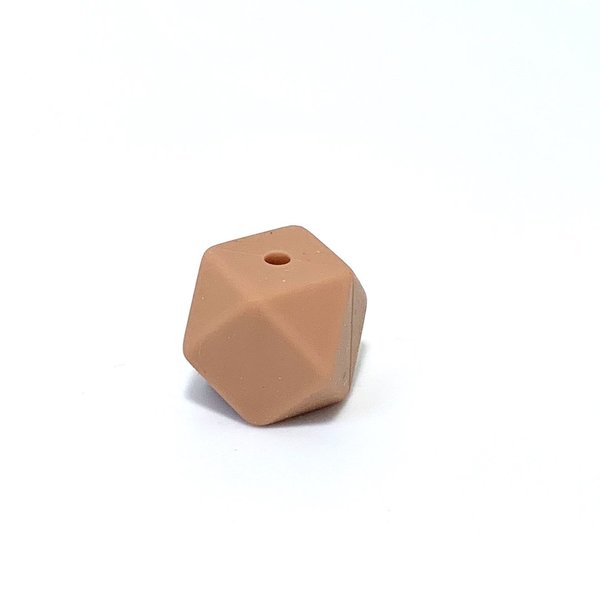 Silikon Hexagon-Perle 14mm dunkel-apricot