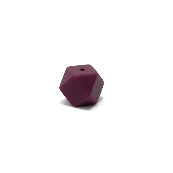 Silikon Hexagon-Perle 14mm weinrot