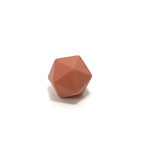 Silikon Icosahedron-Perle 17mm hell rotbraun