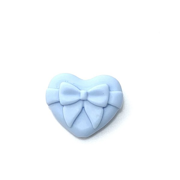 Motivperle Silikonperle Herz mit Schleife baby-blau