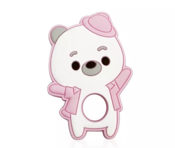 Beißanhänger Bär mit Hut baby-rosa