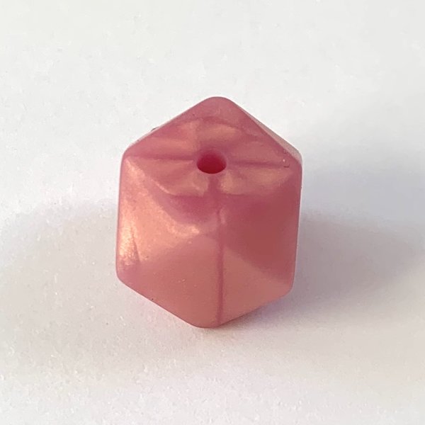 Silikon Hexagon-Perle 17mm perl gold-rosa