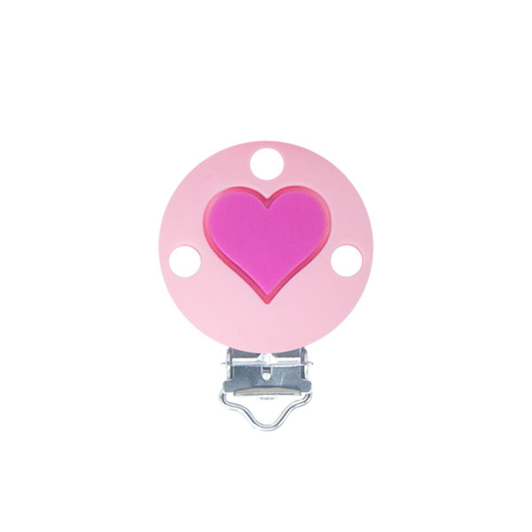 Silikonclip rund mit Herz candy-rosa/fuchsia