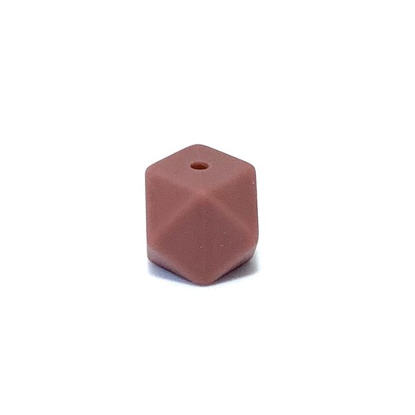 Silikon Hexagon-Perle 17mm mahagoni