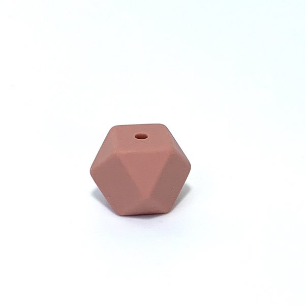 Silikon Hexagon-Perle 17mm hell-mahagoni