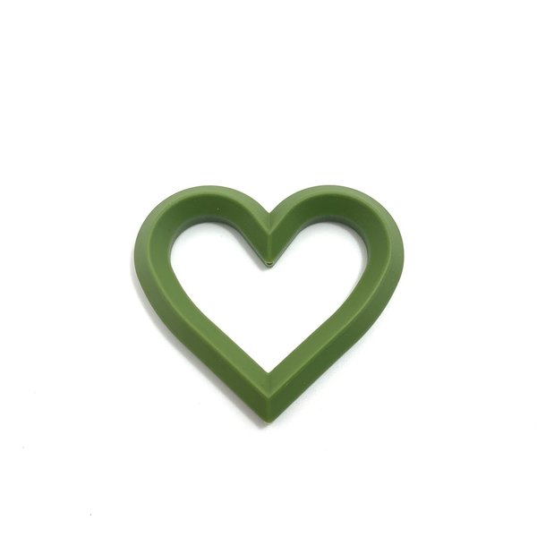 Beißanhänger Herz mit Loch armee-grün