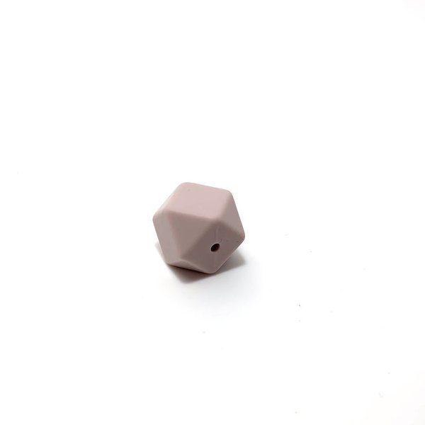 Silikon Hexagon-Perle 14mm grau-rosa