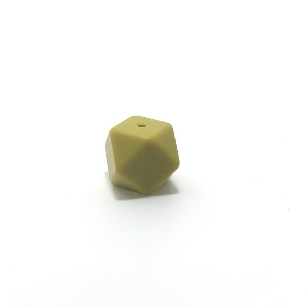 Silikon Hexagon-Perle 14mm vintage-grün