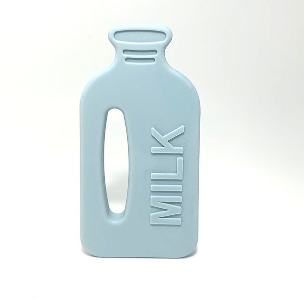 Beißanhänger Silikon Milch-Flasche hell-blau