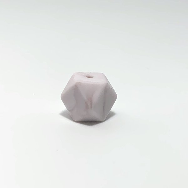 Silikon Hexagon-Perle 14mm altrosa-marmor