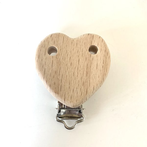 Holz Schnullerclip Herz mit Löchern