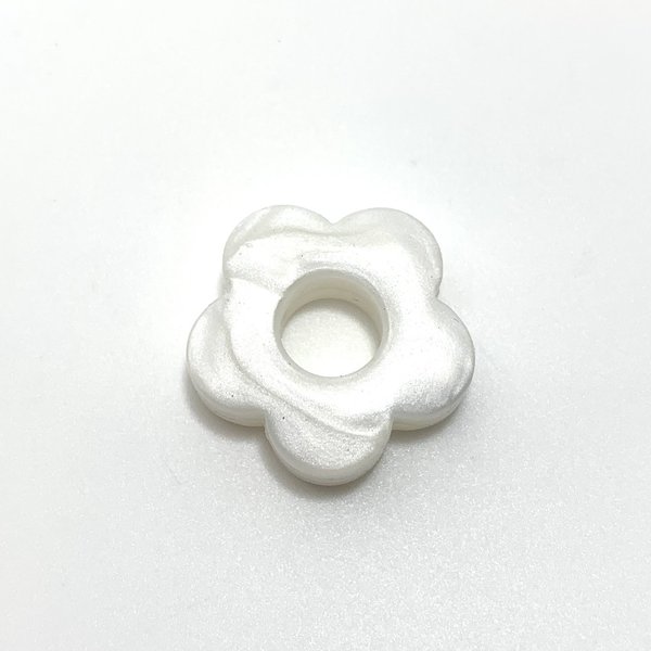 Silikon Motivperle Blume perl-weiß